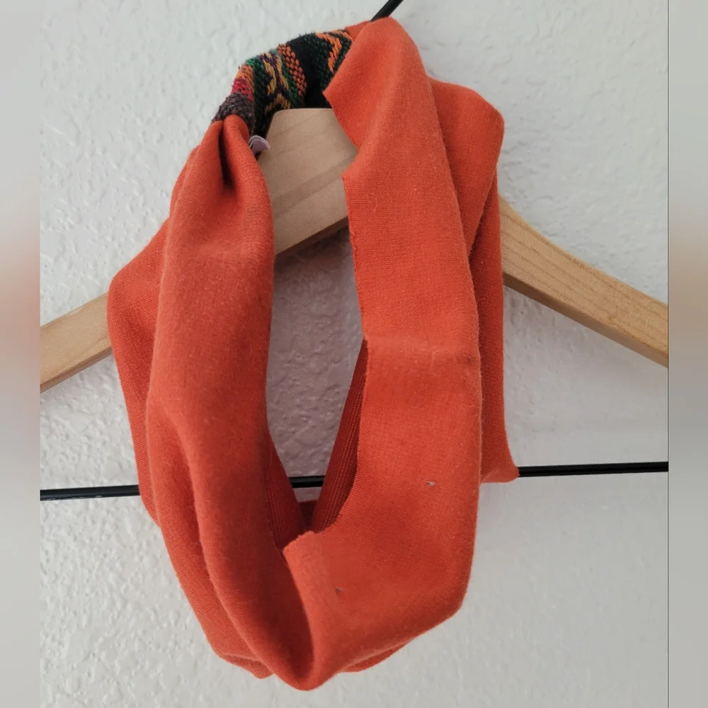 orange and multicolor stitched headband